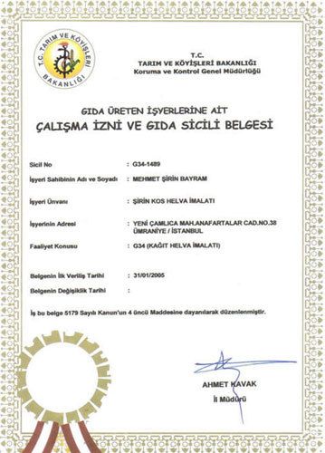 Çalışma İzni ve Gıda Sicil Belgesi